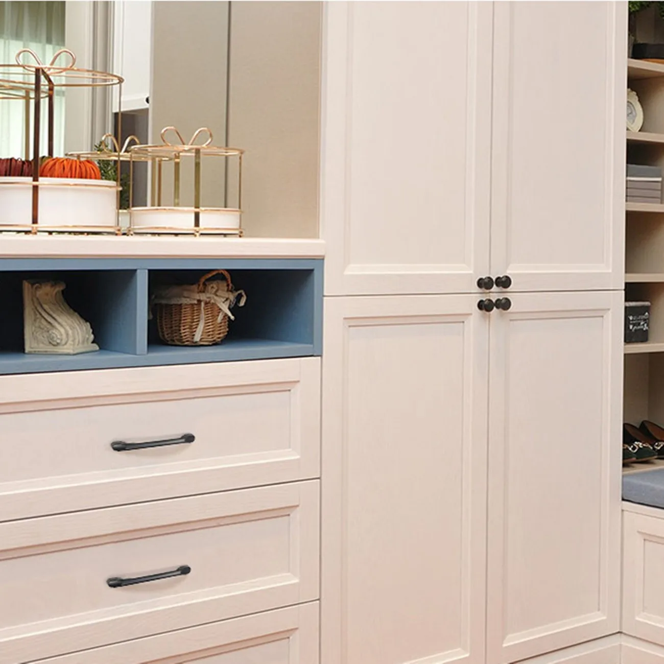 

4Pcs Round Ceramic Knobs Drawer Pull Handles Black 38mm Durable Cabinet Cupboard Door Kitchen Furniture Decoration