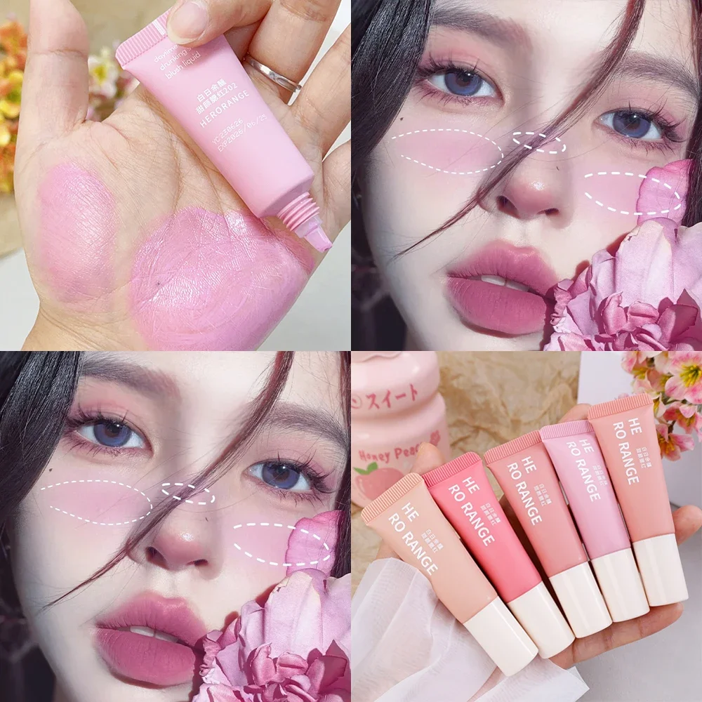 Moisturizing Liquid Blush กันน้ํายาวนานสี Rendering Natural Brightening Cheek Rouge ครีมกํามะหยี่ Facial Blush เครื่องสําอาง