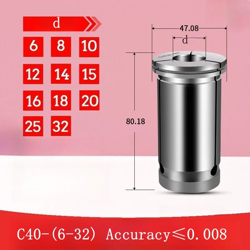 

SC42 Inner Diameter10-32 Accuracy0.008 Spring Collet Hold Chuck with Collet for CNC Milling Lathe Tool Engraving Machine
