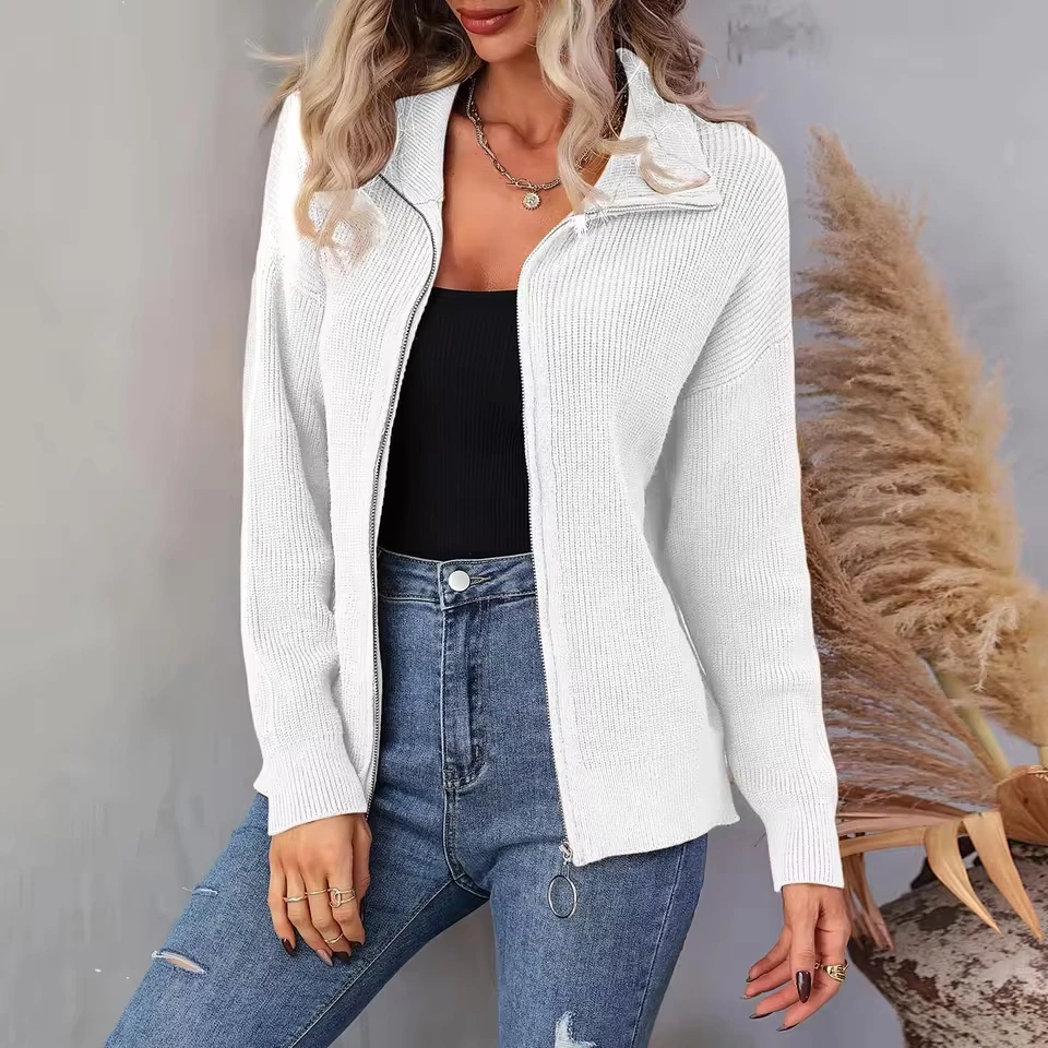 

Women'S Autumn Winter High Neck Sweater Coat Cozy Casual Zipper Women'S Sweater Women'S Sweater Loose-Fit Casual Knitwear