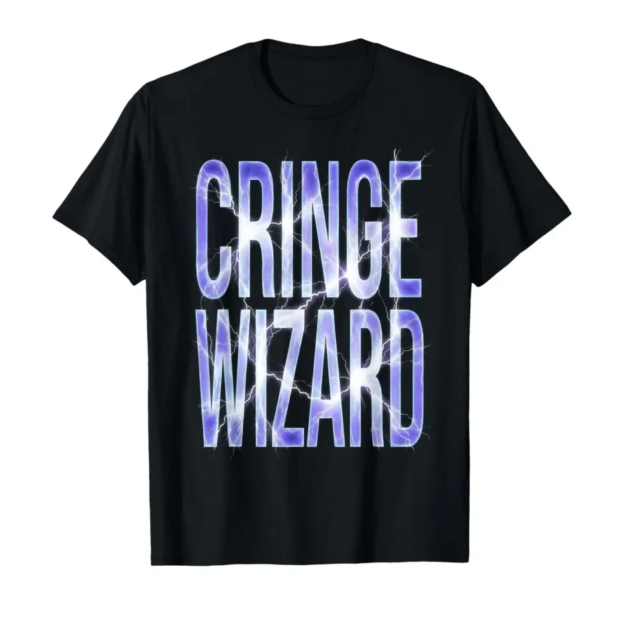 

Cringe Wizard Funny Meme Magic Lightning Text Humor T-shirt For Men Women 100% Cotton T Shirts Short Sleeve Tops 0424-1