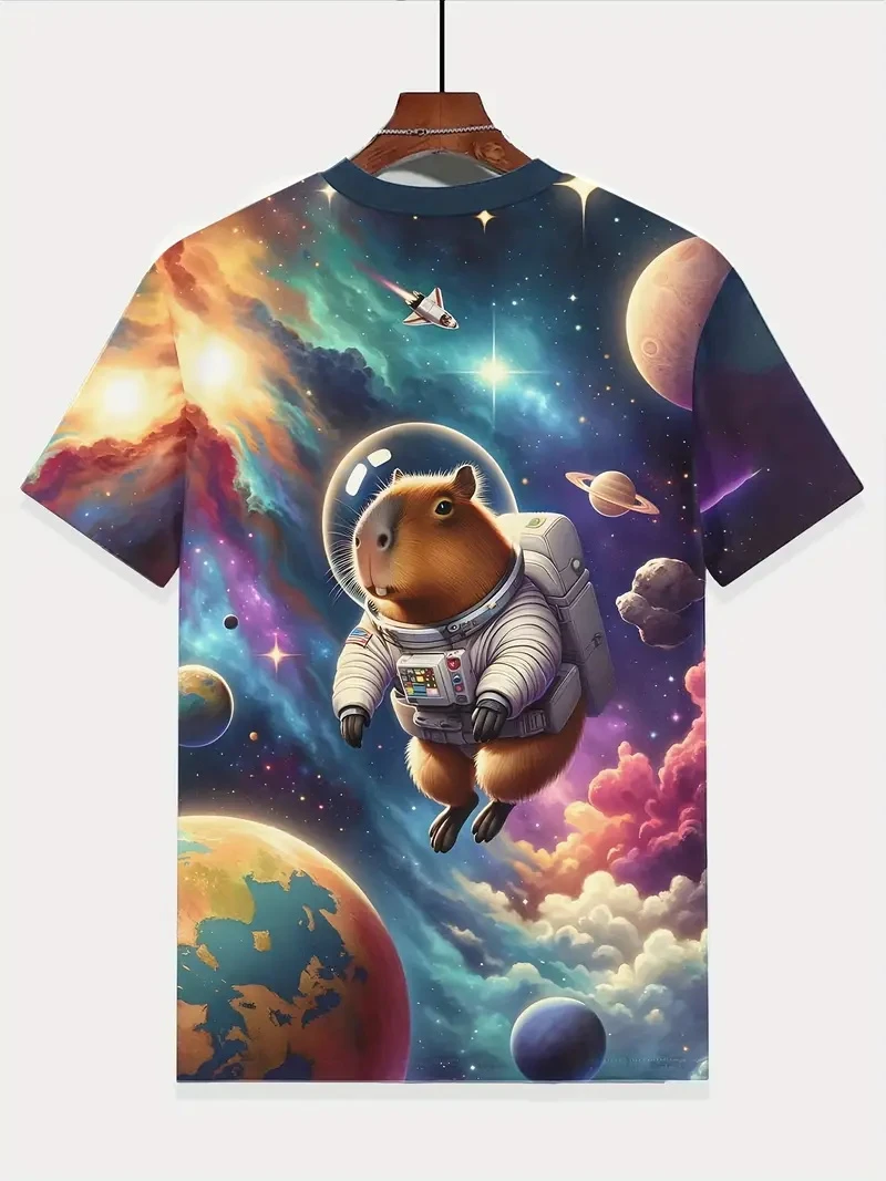 

2025 New Fashion Street Cartoon Tshirt Funny Capybara 3D Print Children Short Sleeve Clothes Boys Girls Tees Tops Birthday Gifts