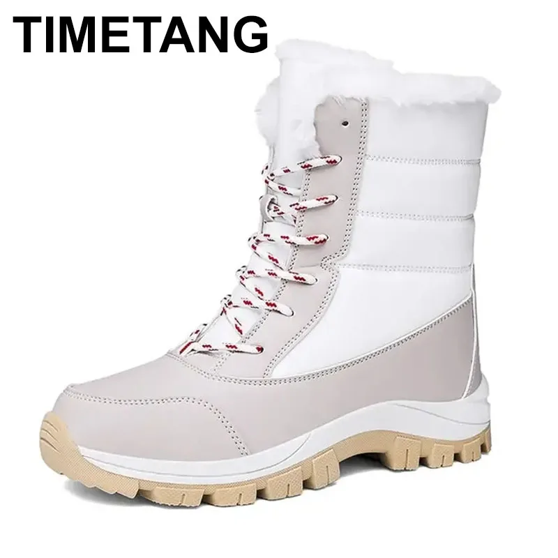 

2025 женская зимняя обувь, непромокаемые зимние ботинки, плюшевые теплые ботильоны, женская уличная походная прогулочная обувь