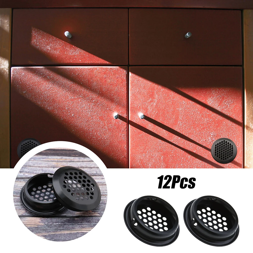 12pcs Round Cabinet Air Duct Vent Dia.35mm Steel Louver Mesh Hole Plug Decoration Cover Wardrobe Grille Ventilation Systems