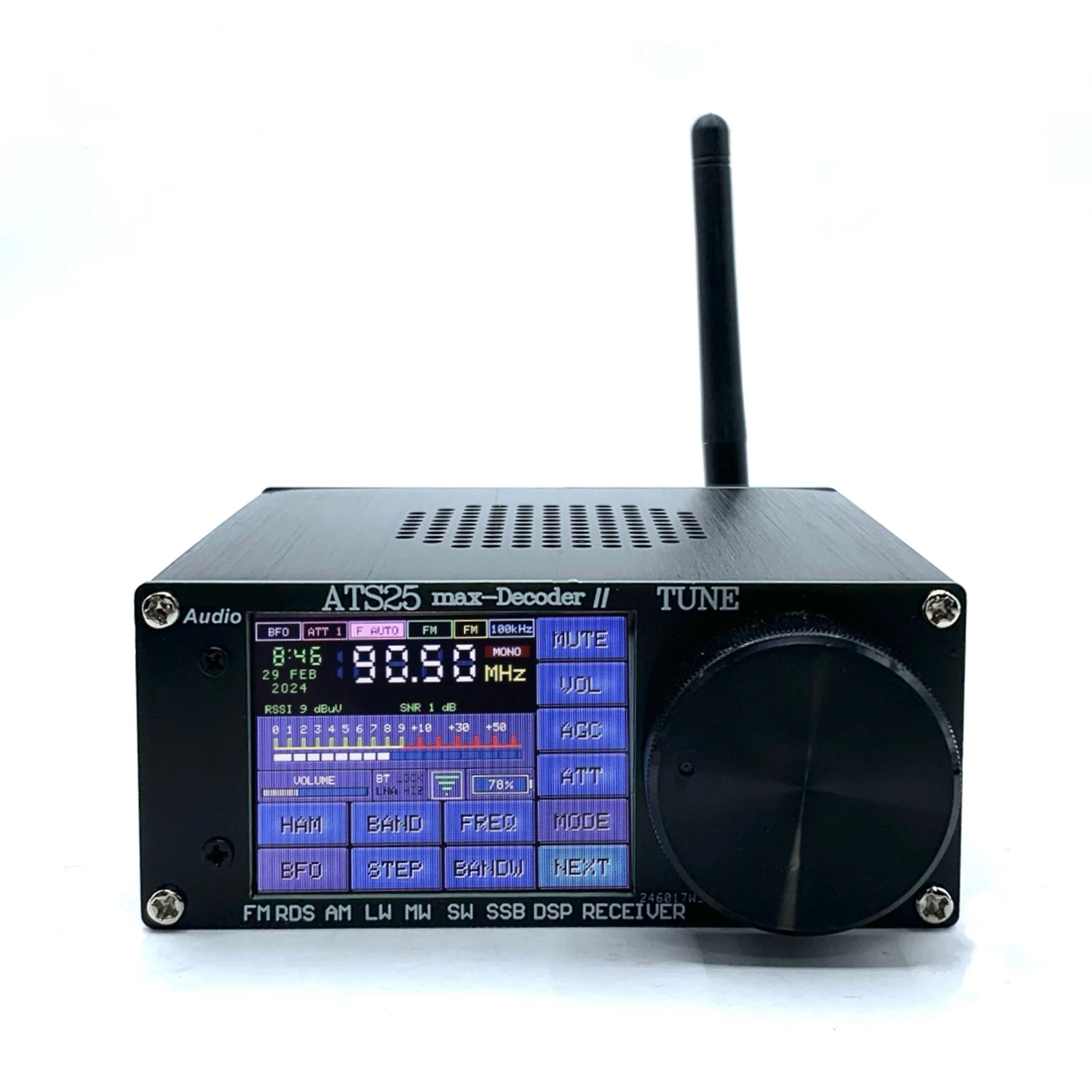 ATS-25MAX Decoder V2 2,4 Zoll Touchscreen Tragbarer Vollband-Radioempfänger mit HAM-Frequenzmodulationsradios Suche
