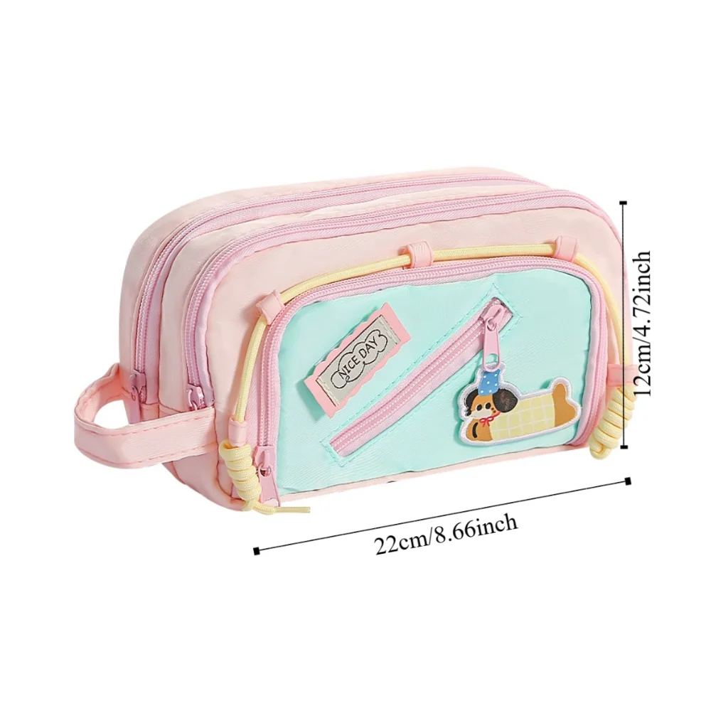 Astuccio per matite per cuccioli di cartone animato di grande capacità Ins Y2K Dog 4 Astuccio per matite coreano multistrato Borsa per trucco portatile portatile per ufficio scolastico