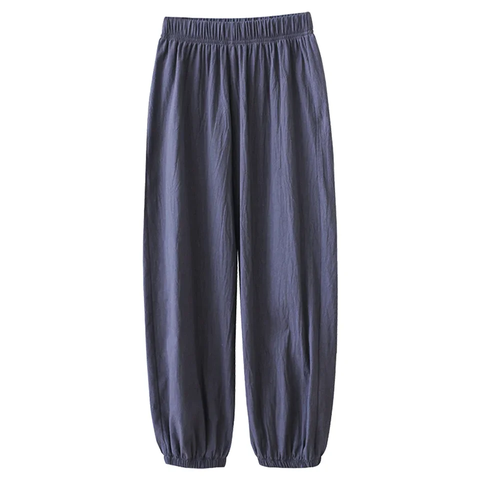 Athleisure Solid Color Women'S Autumn Pants Women Summer High Waisted Cotton Pants Wide Leg Long Pant Trousers With SuéTer Mujer