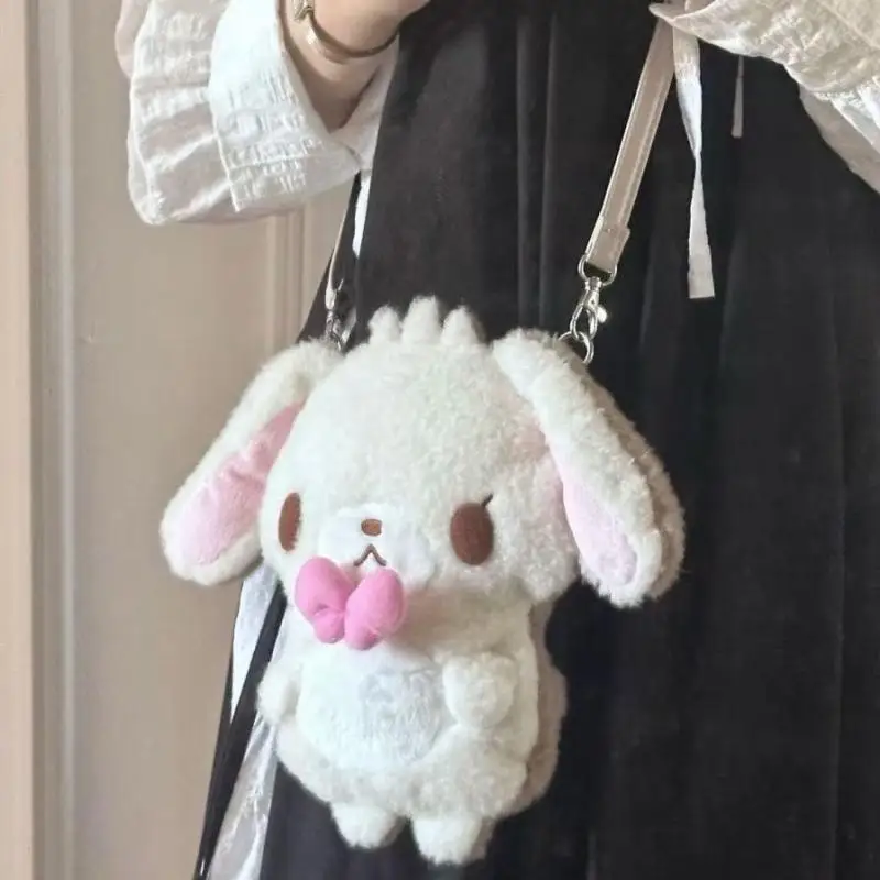 Kawaii Bow Sumikko Gurashi Plush Doll Crossbody Bag New Japanese Anime Cartoon Rabbit Doll Single Sided Zipper Storage Bag Gift