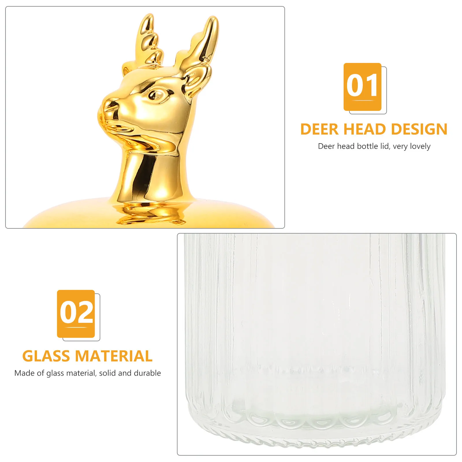 

2Pcs European-Style Glass Candy Bottle Transparent Sealed Jar for Snacks Storage Creative Household Decorative Container Gift