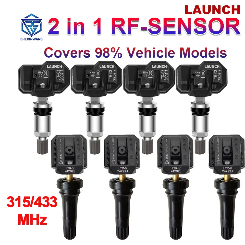 LAUNCH X431 2 in 1 RF-SENSOR, 315MHz, 433MHz, TPMS 센서, 타이어 수리 도구 스캐너, 타이어 압력 센서, 테스터 프로그래밍