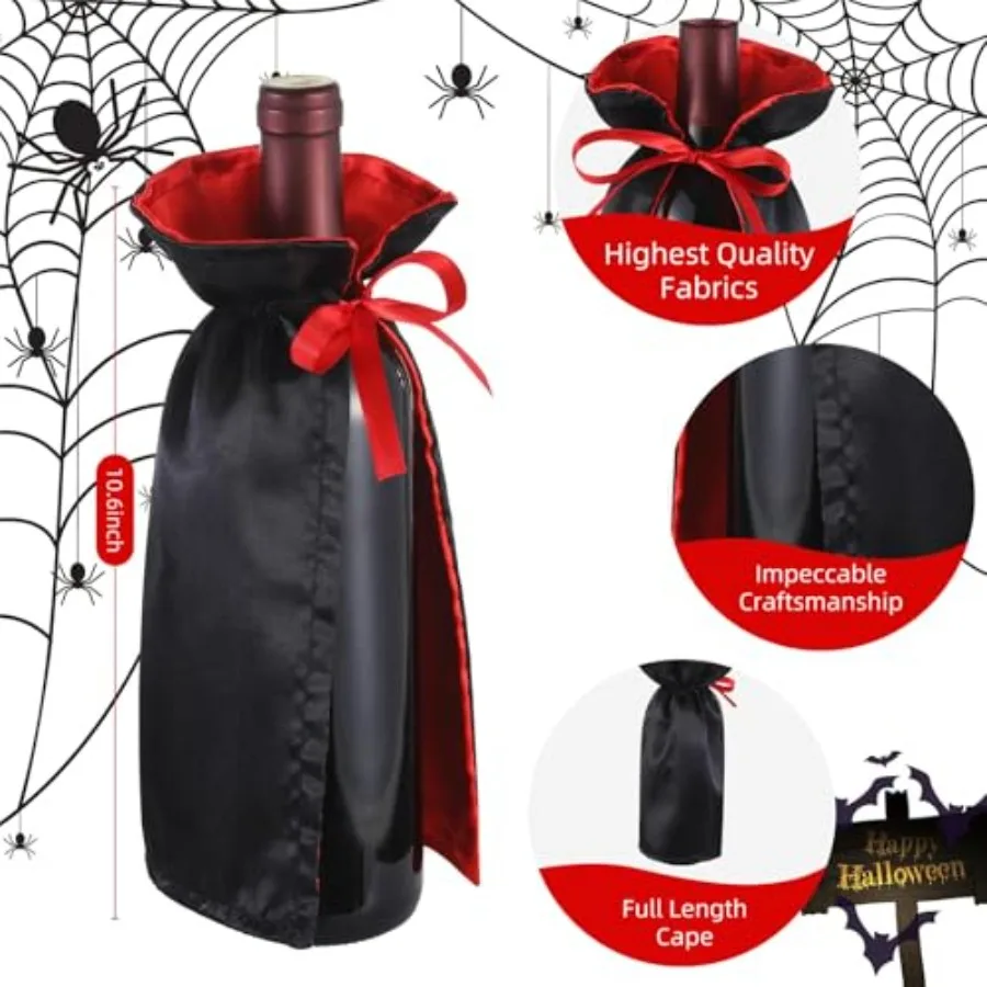 2PCS Halloween Wine Bottle Cover - Vampire Holder, Dracula Party Decor, Spooky Wine Gift Accessories for Halloween Home Decor a