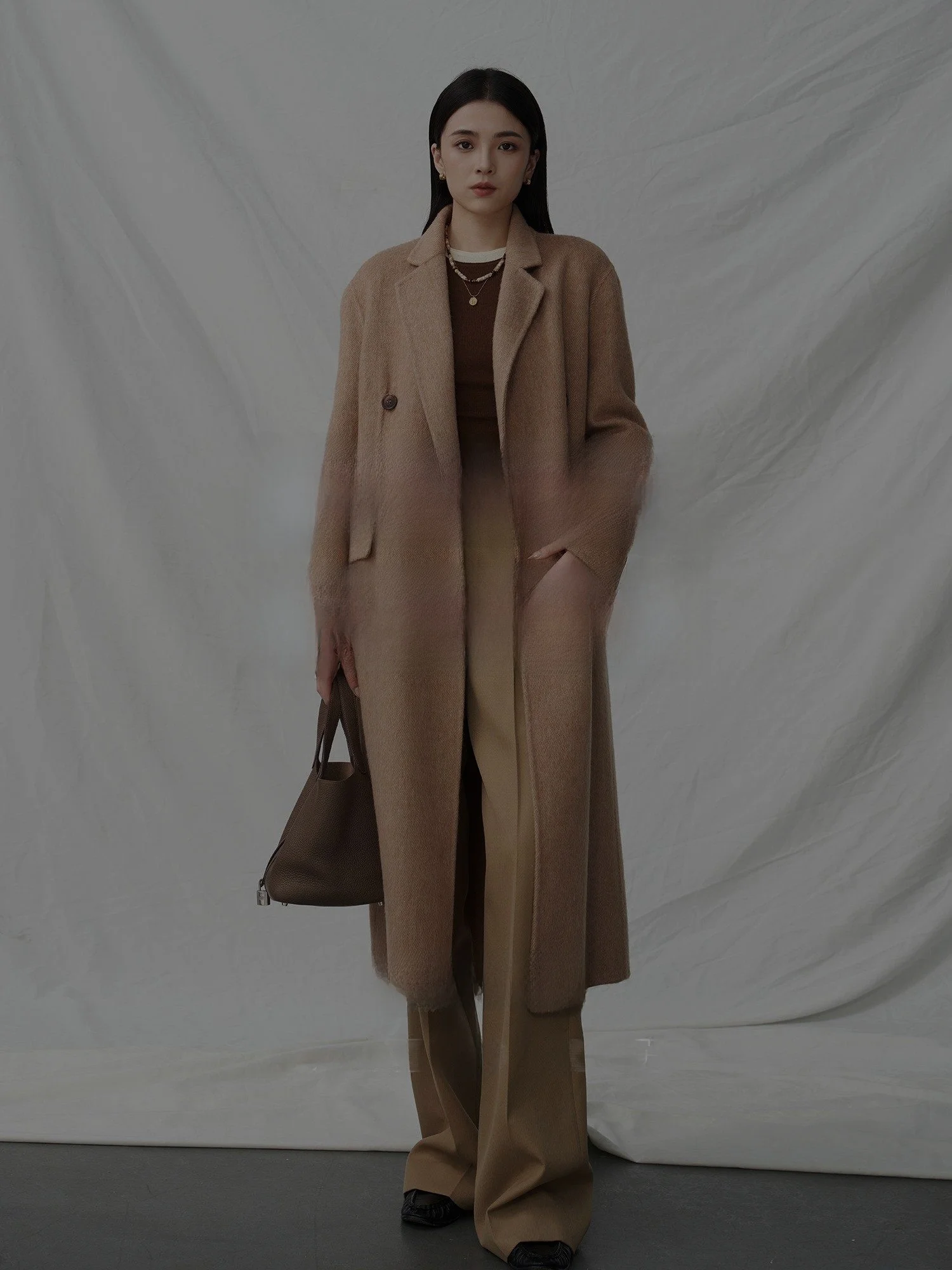 

Cemo Autumn Winter Coat Outerwear out of Sto Special Price Women's Loose Fit Woolen Suiting Commute Sle Long Sve Coat
