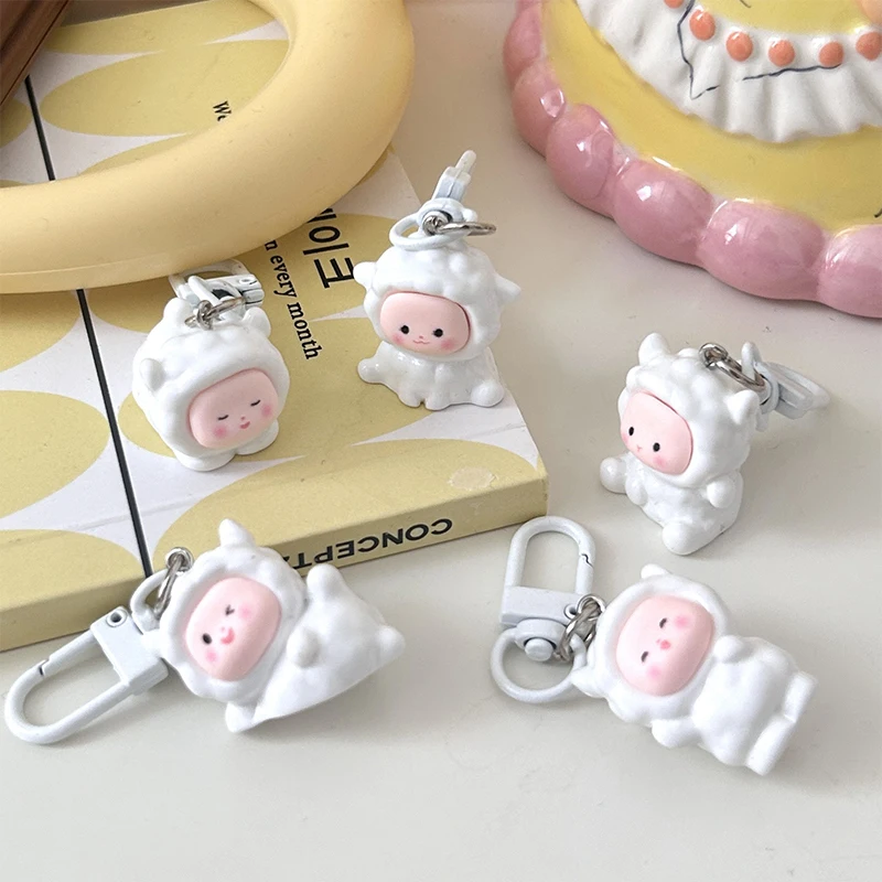 Cute And Fun Cartoon Lamb Keychain Pendant Sweet Sheep Keyring Fashion Backpack Decoration Car Keyholder Accessories Gifts