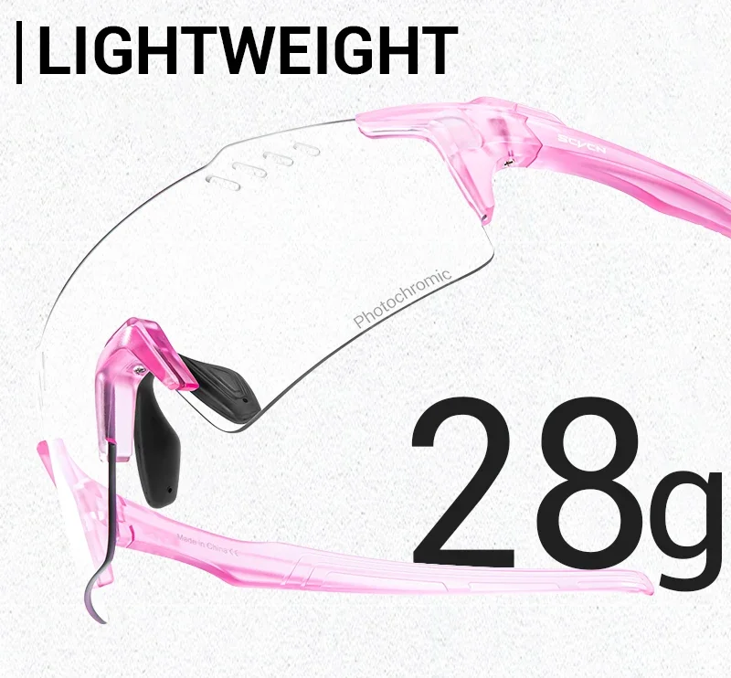 SCVCN Rote photochrome Sonnenbrille Fahrradbrille Sport für Herren Mountainbike Rennrad Brillen Modebrille MTB UV400 – Detail 5