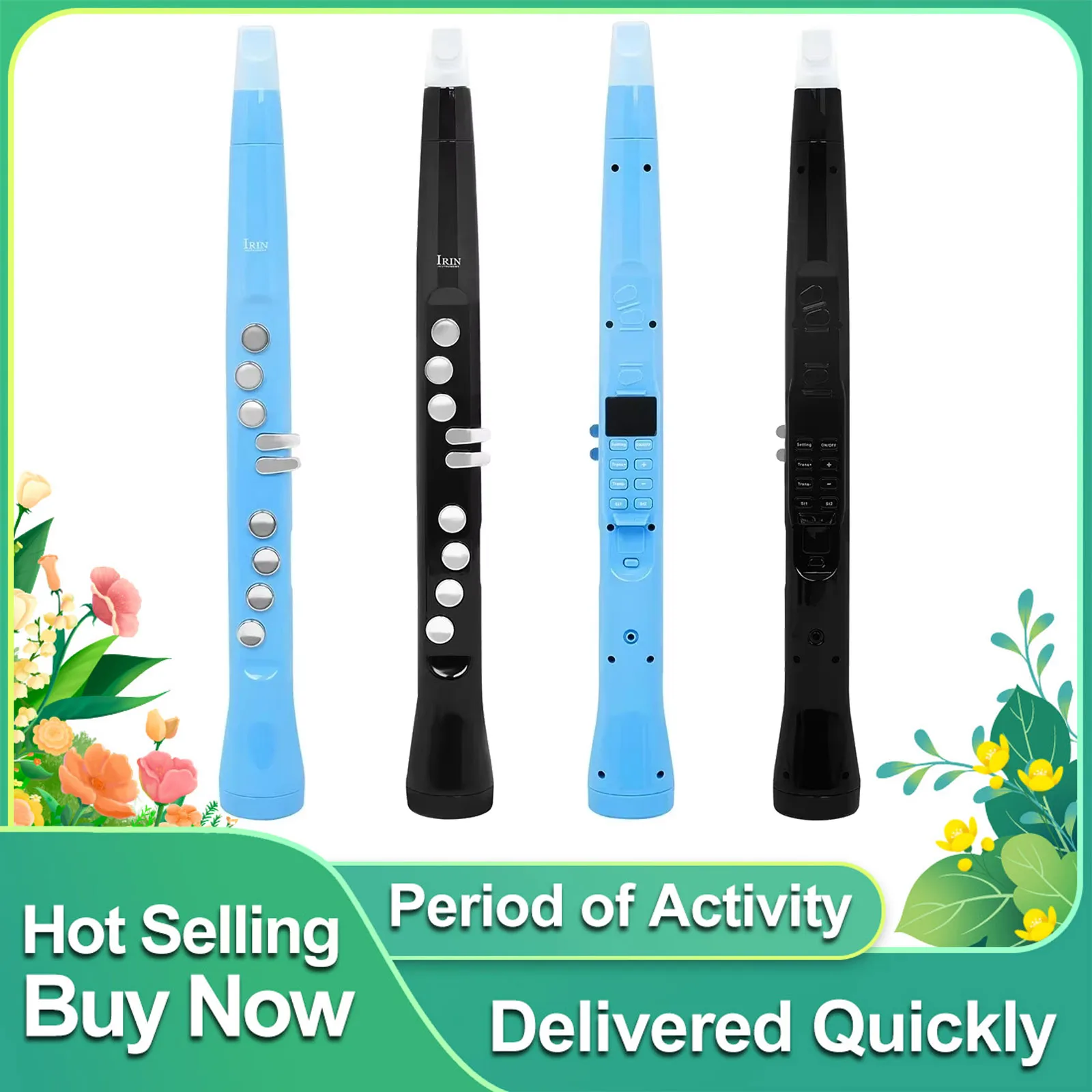 

IRIN Electric Blowpipe Mini Saxophone Dual Fingering LCD Display Bluetooth Wireless Connection Mini Electric Blowpipe Flute Sax