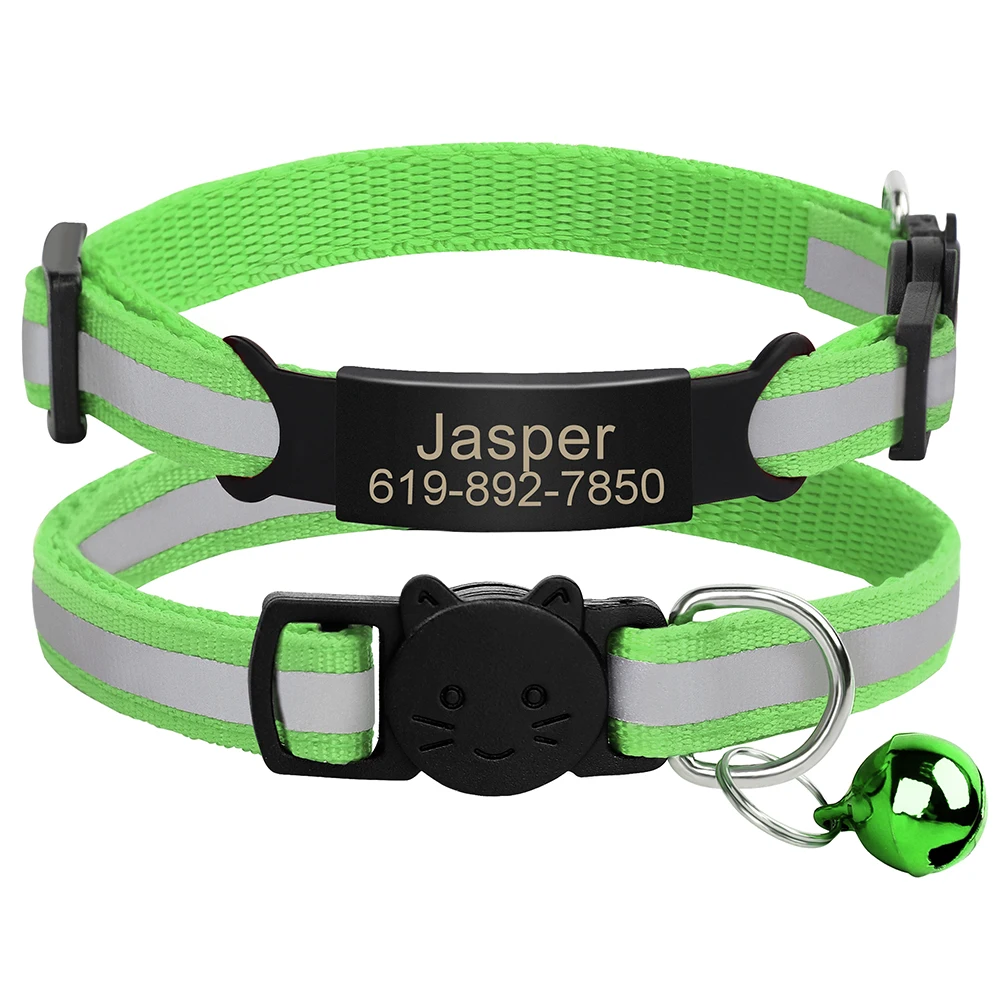 Personalisierte ID Kostenloser Gravur Katze Kragen Reflektierende Katze Sicherheit Schnalle Halsbänder Einstellbare Benutzerdefinierte Nylon Welpen Kätzchen Halskette – Detail 18