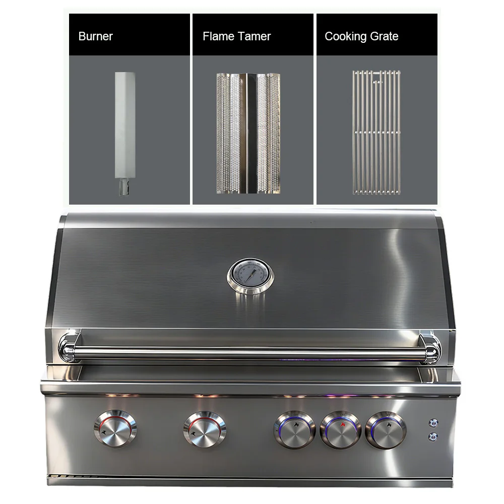 Premium Luxury Built-in Built in 304 Stainless Steel Outdoor Kitchen House Courtyard Garden OEM Gas LPG NG BBQ 4 Burners Grill