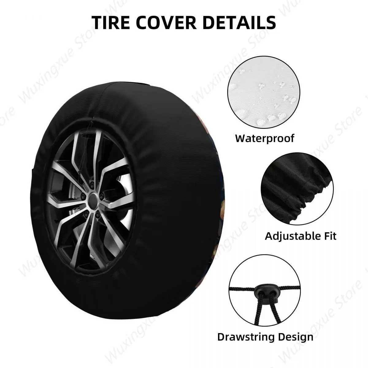 Buddha Art Drawing Tire Cover Wheel Protectors Weatherproof Universal for Jeep Trailer RV SUV Truck Camper Travel Trailer