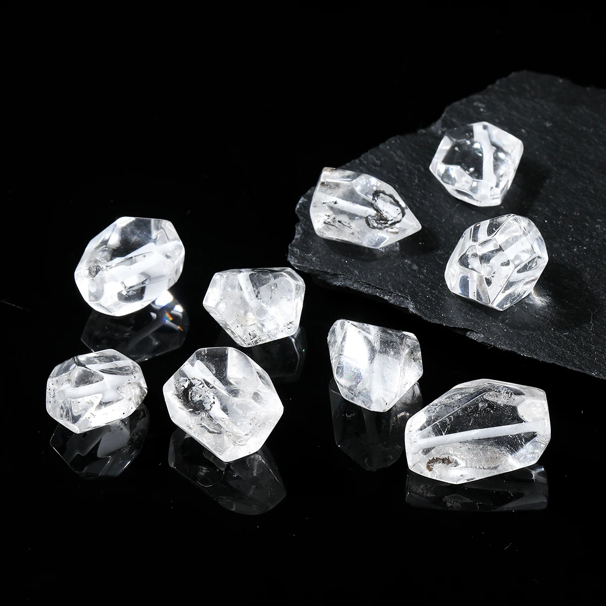 1 Pc Natural Stone Herkimer Quartz Faceted Irregular Shape Beads With Hole for Jewelry Making Diy Necklace Bracelet Accessory