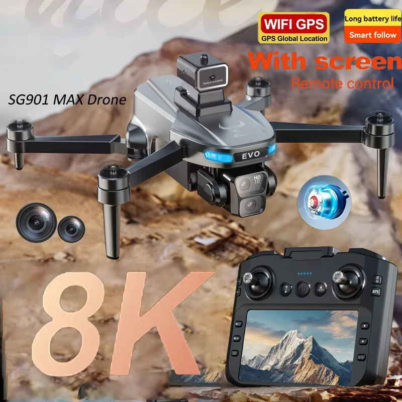 New SG901 MAX Drone Aerial 8K HD Dual-Camera GPS Brushless Motor Obstacle Avoidance With Screen Remote Control Folding Drone