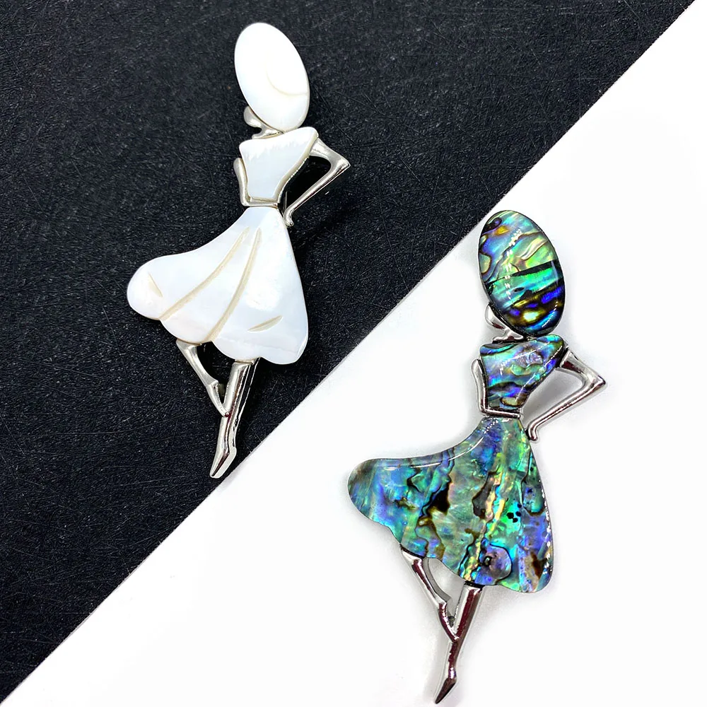

Fine Natural Shell Pendant Abalone Shell Cute Girl Shape Brooch Necklace Pearl DIY Jewelry Making Accessories Earrings Gift
