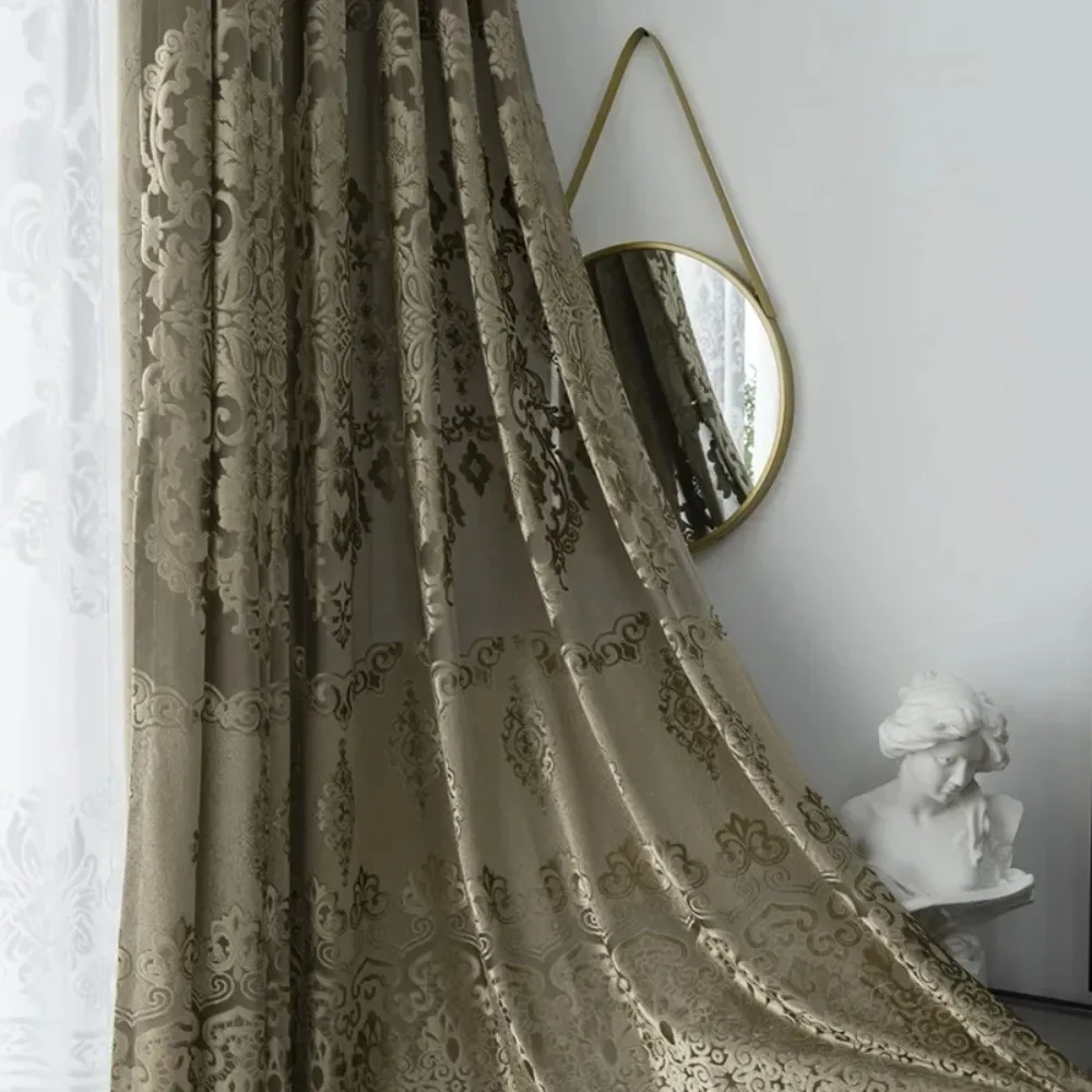 Gorgeous Ethnic Style Hollow Window Screen Transparent Thickened Living Room Balcony Partition High-end Luxury Curtains