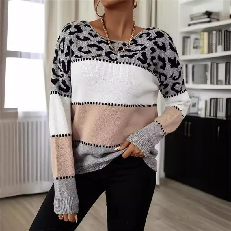 

Осень-зима, женский повседневный свободный длинный вязаный свитер све, полосатый пуловер, модный удобный дышащий топ