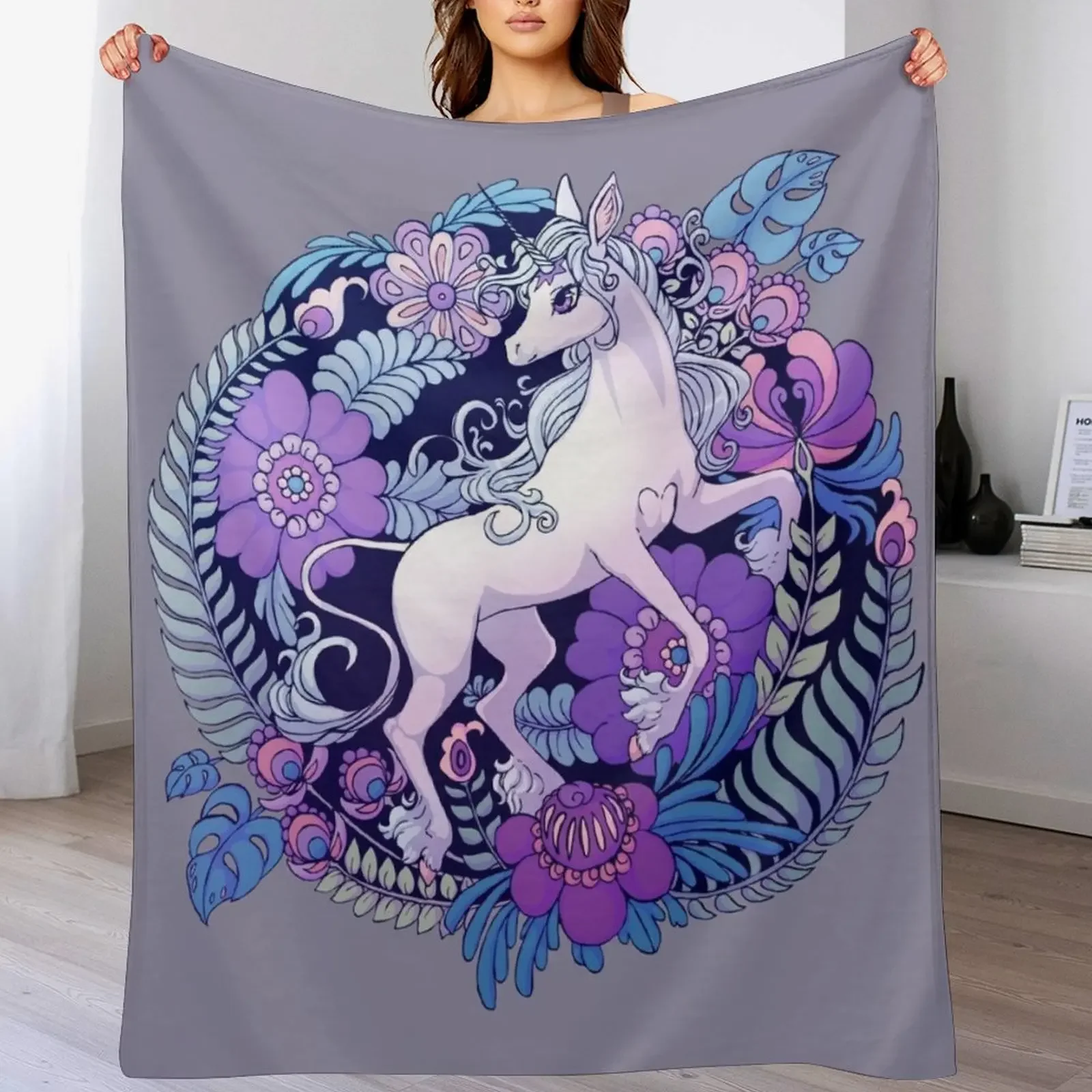 

The Last Unicorn Throw Blanket For Sofa Thin Plaid Designers Flannel Fabric Blankets