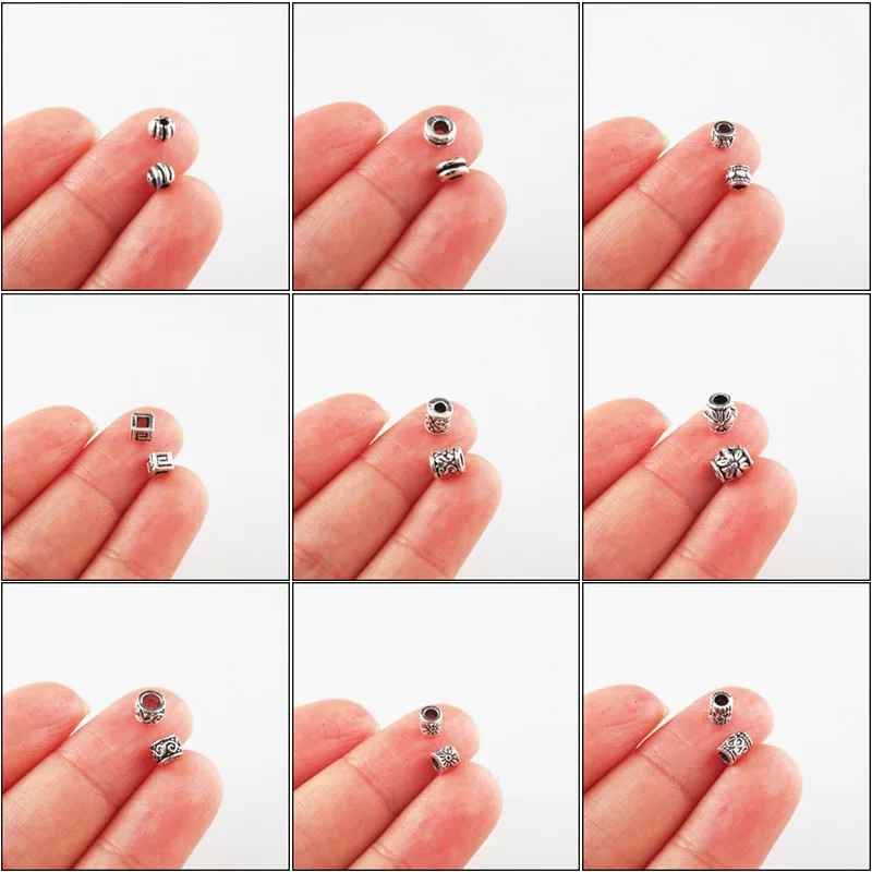 

Fashion New Flower Square Flower Chinese Knot Tiny Charms Spacer Bar Beads Antique Silver Color