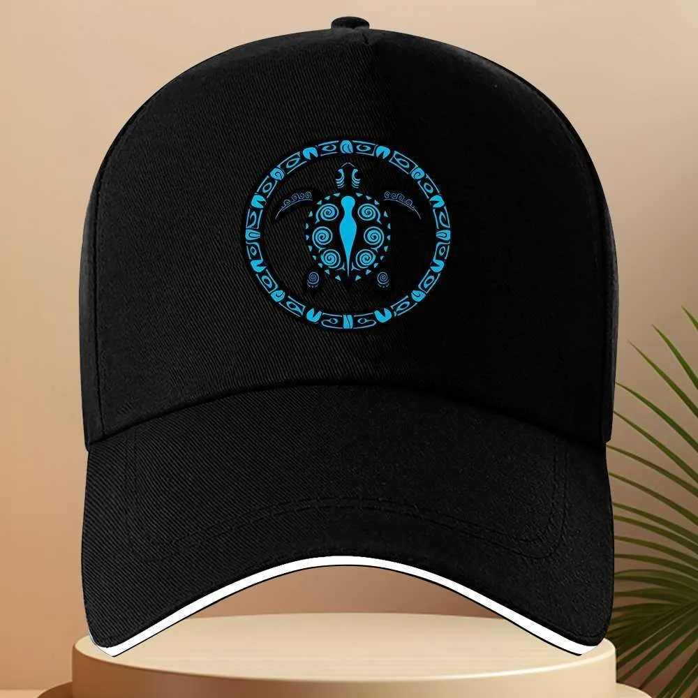 Totemic Sea Turtle Baseball Cap Mysterious Cultural Style Adjustable Unisex Trucker Hat