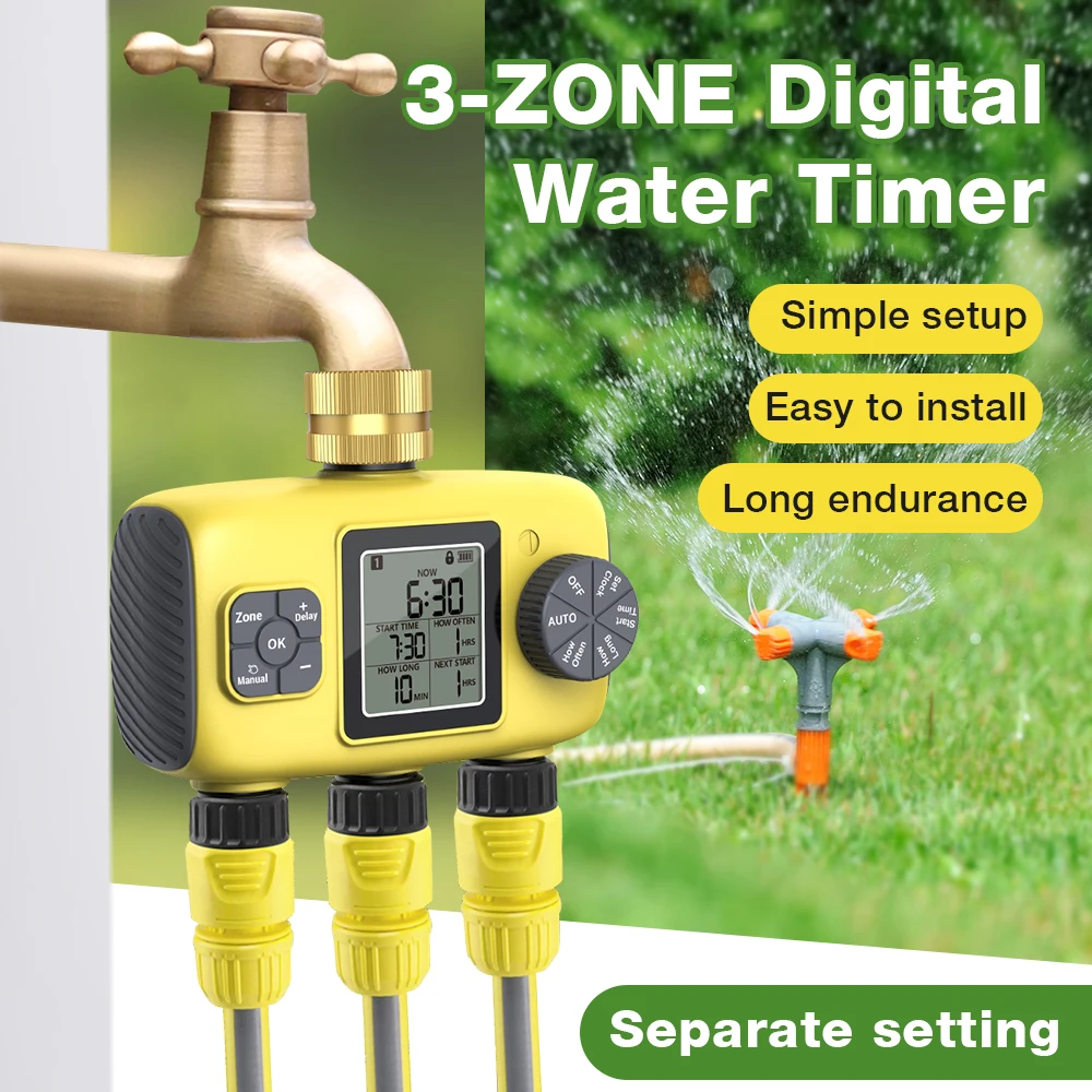 1/2/3/4-Outlet Smart Water Timer Auto Intelligent Irrigation Watering System Sprinkler Timer Garden Programmer LCD Display