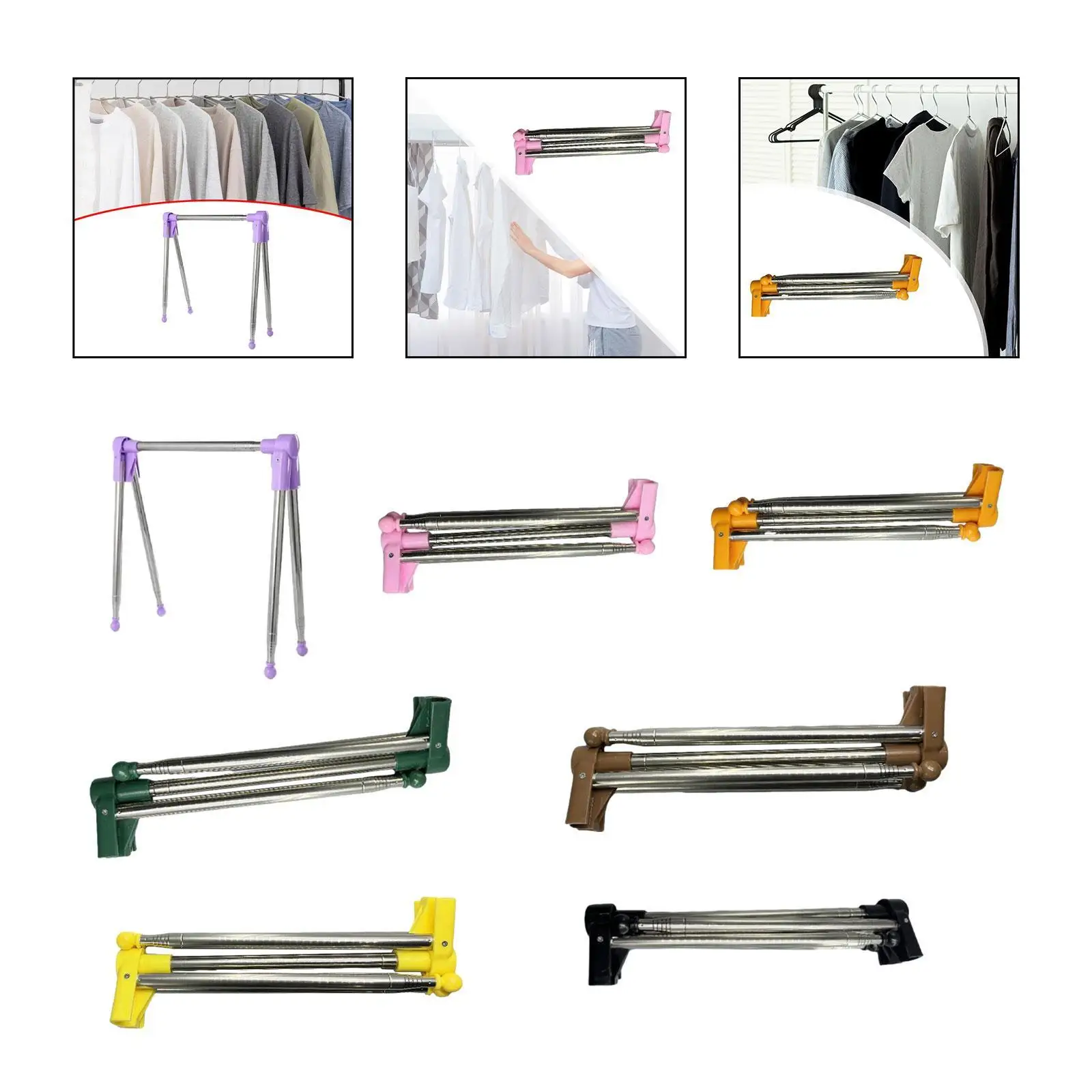 Portable Garment Rack Non Slip Foldable Clothes Rack for RV Bedroom Vendors