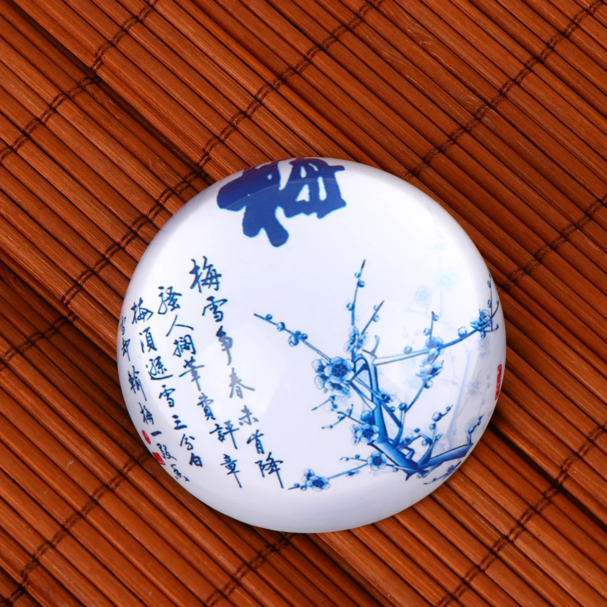 

60mm Crystal Glass Paperweight Natural Texture Elegant Design for Chinese Calligraphy Drawing Kanji Study Decor