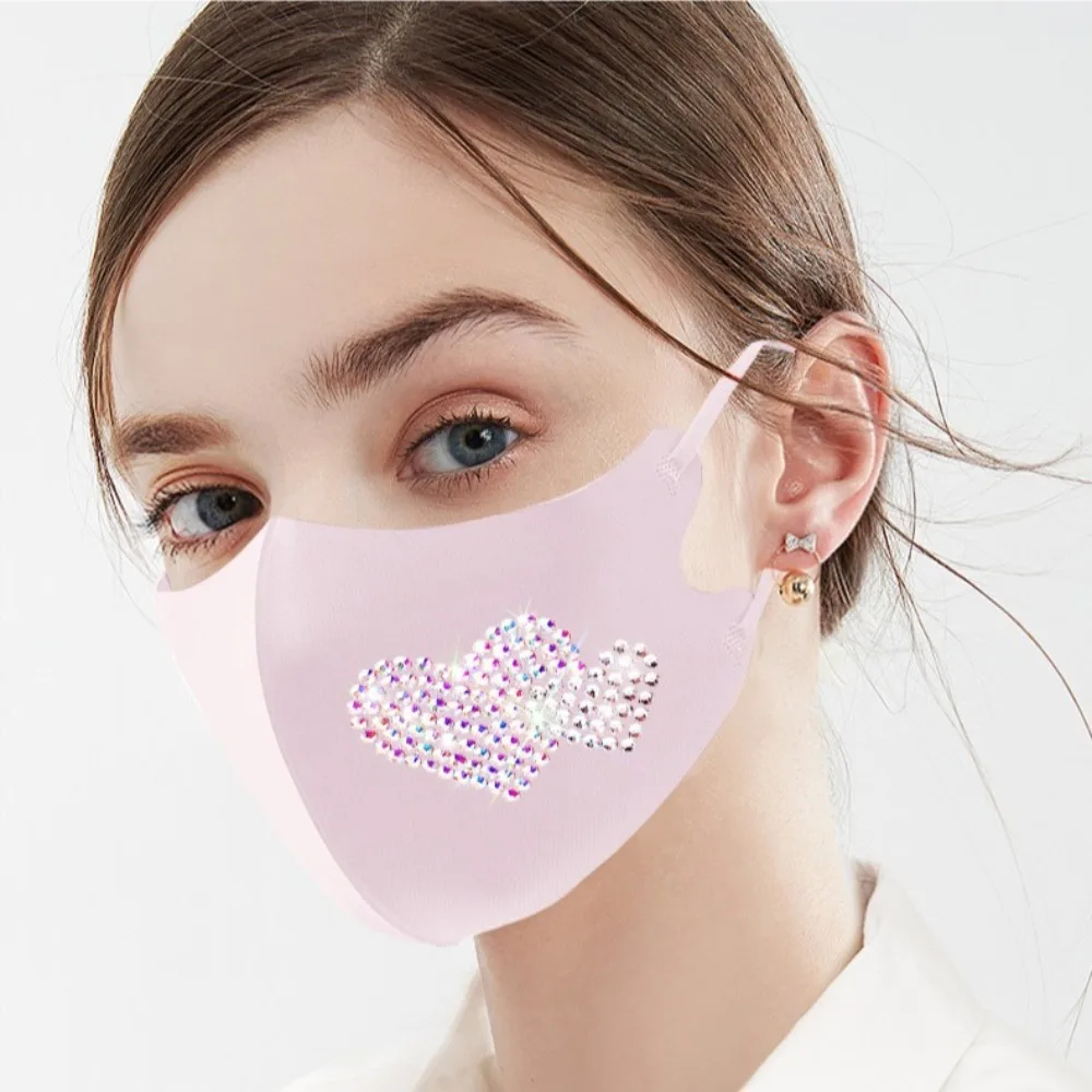

New Breathable Diamond Masks Washable Reusable Sunscreen Mask Anti Dust Anti-UV Riding Face Mask Women Men
