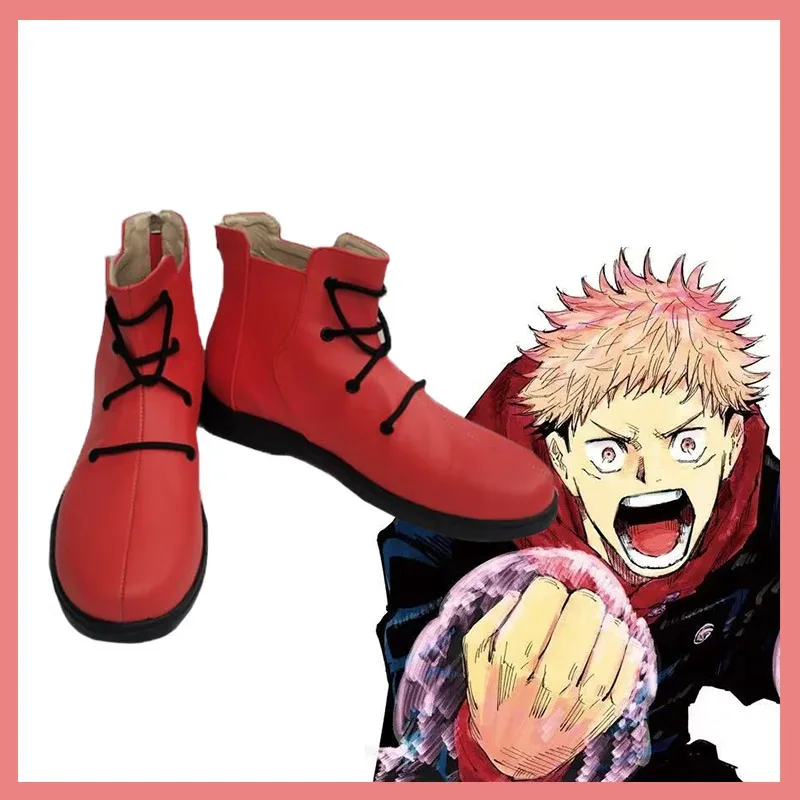 

2025 12 Anime Jujutsu Kaisen Yuji Itadori PU Leather Shoes Halloween Carnival Boots Cosplay Props Custom Made