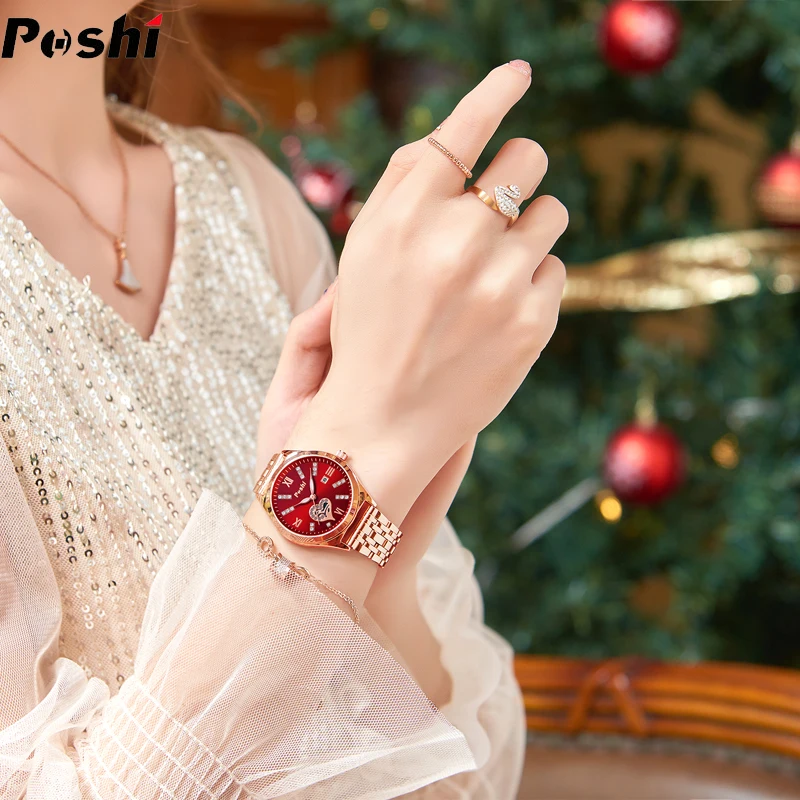 POSHI 925 Top Luxury Quartz Watch Fashion Women\'s Watches Simple Casual Style Ladies Dress Bracelet Original Clock with Box