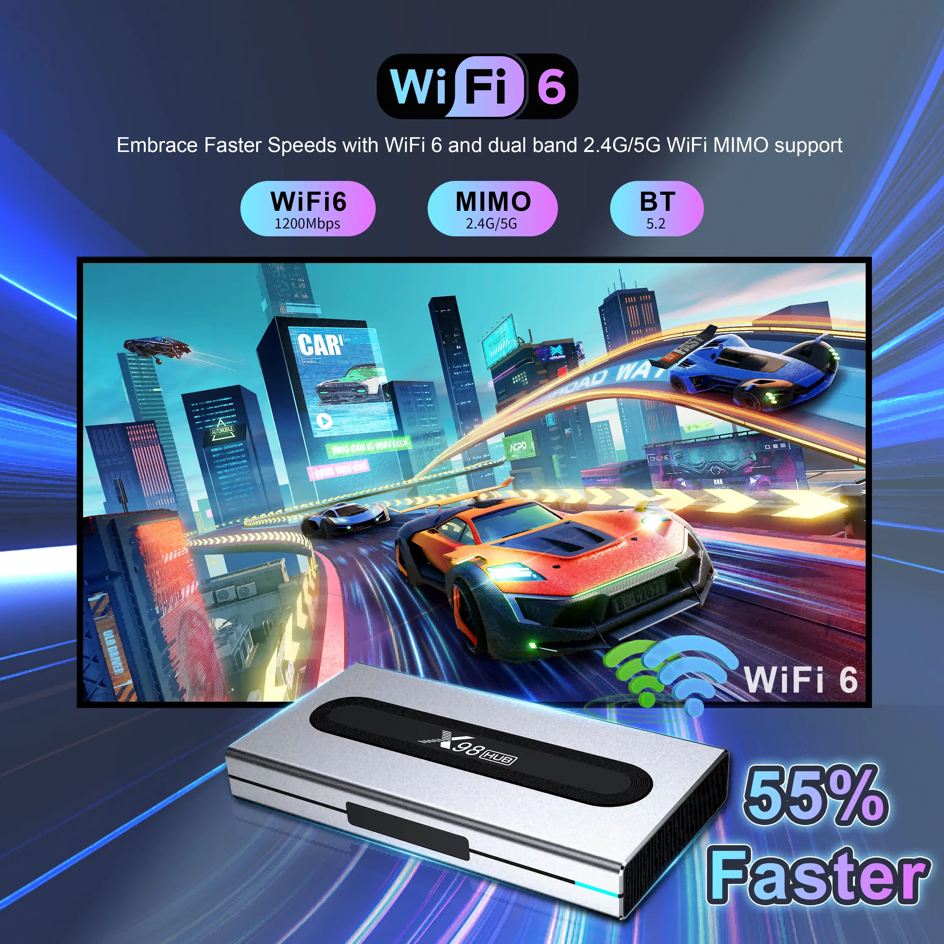 2025 Factory Mortal X98 Hub Android Tv Box Amlgoic S928X Quad Core 4GB 32GB Android11.0 8K HDR10 + BT5.2 AV1 WIFI Tv Settop Box