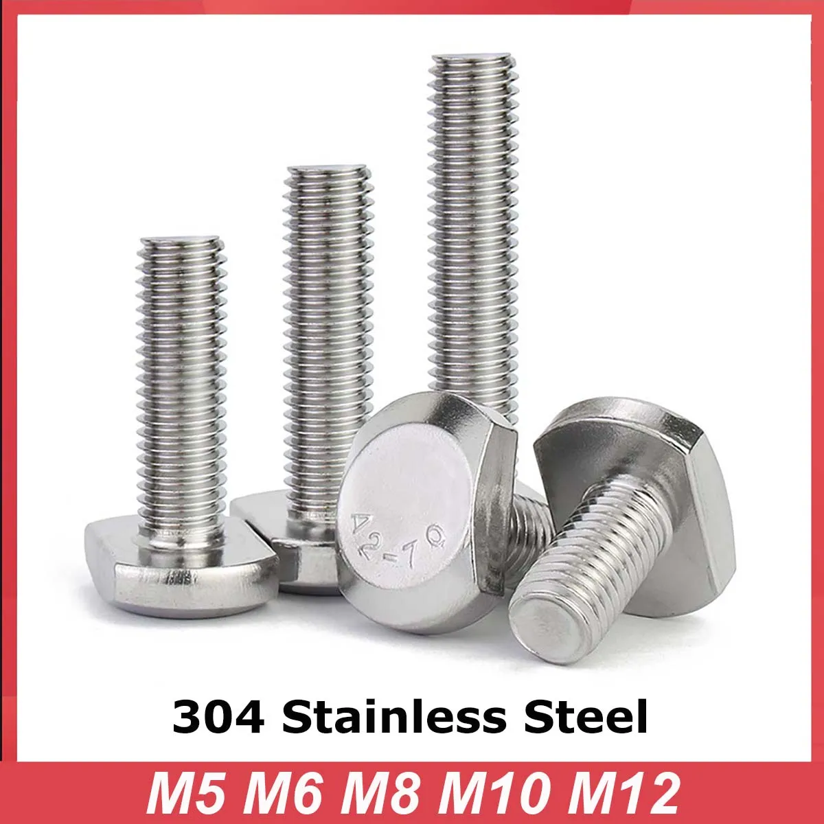M5 M6 M8 M10 M12 Bolts for T-Slot GB37 304 Stainless Steel T Shape T Hammer Head Bolt Rectangle Machine Screws Chute T-bolt