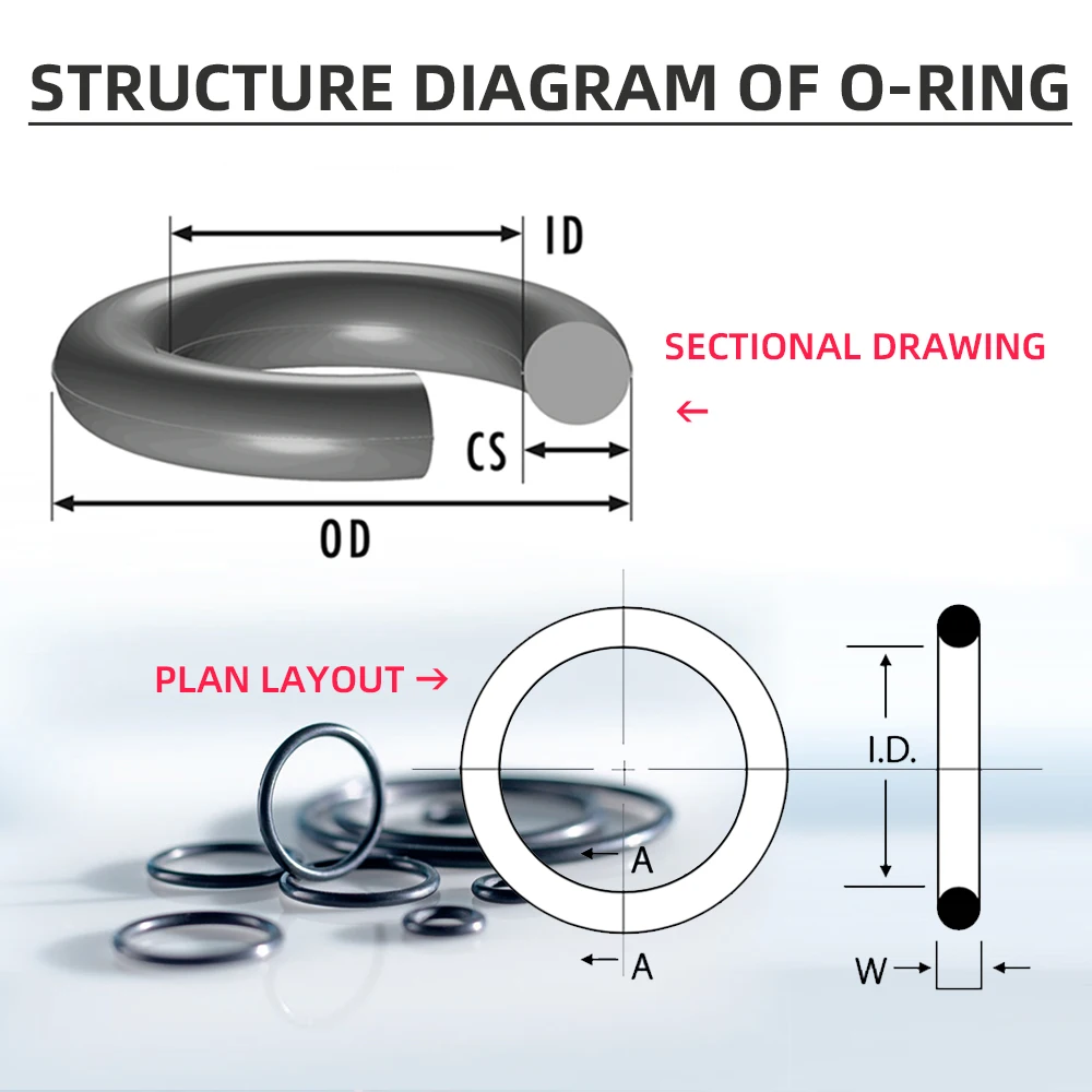 100PCS/Lot Nitrile Rubber Black NBR CS 1.78 MM ID 1.78/2.57/2.9/3.69/3.94/4.47/4.76 MM O Ring Gasket Oil Resistant Waterproof