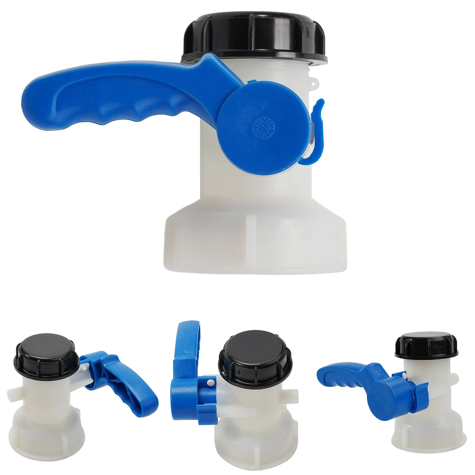 Drain Tank adapter S60x6 With fixed union nut 1pc 60mm Union Black cap Blue handle Butterfly Coarse Connection