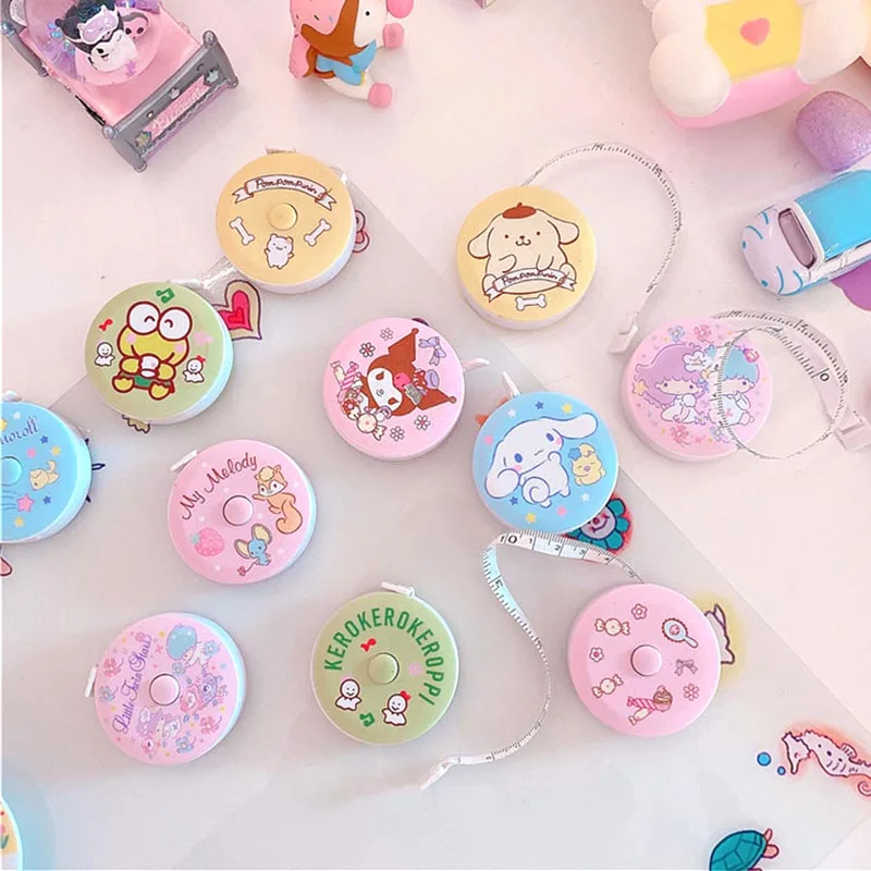 

20pcs/lot Sanrio Soft Tape Measure Melody Kuromi Kitty Little Twin Stars Ruler Drawing Tool Promotional Gift School Supplies