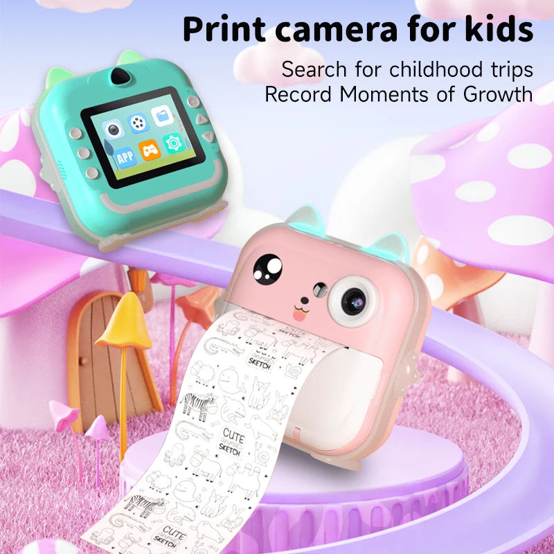 Portable Children's Digital Instant Print Camera Children's Camera Lcd Screen HD Smart Camera Toys Selfie Camera Children's Toys