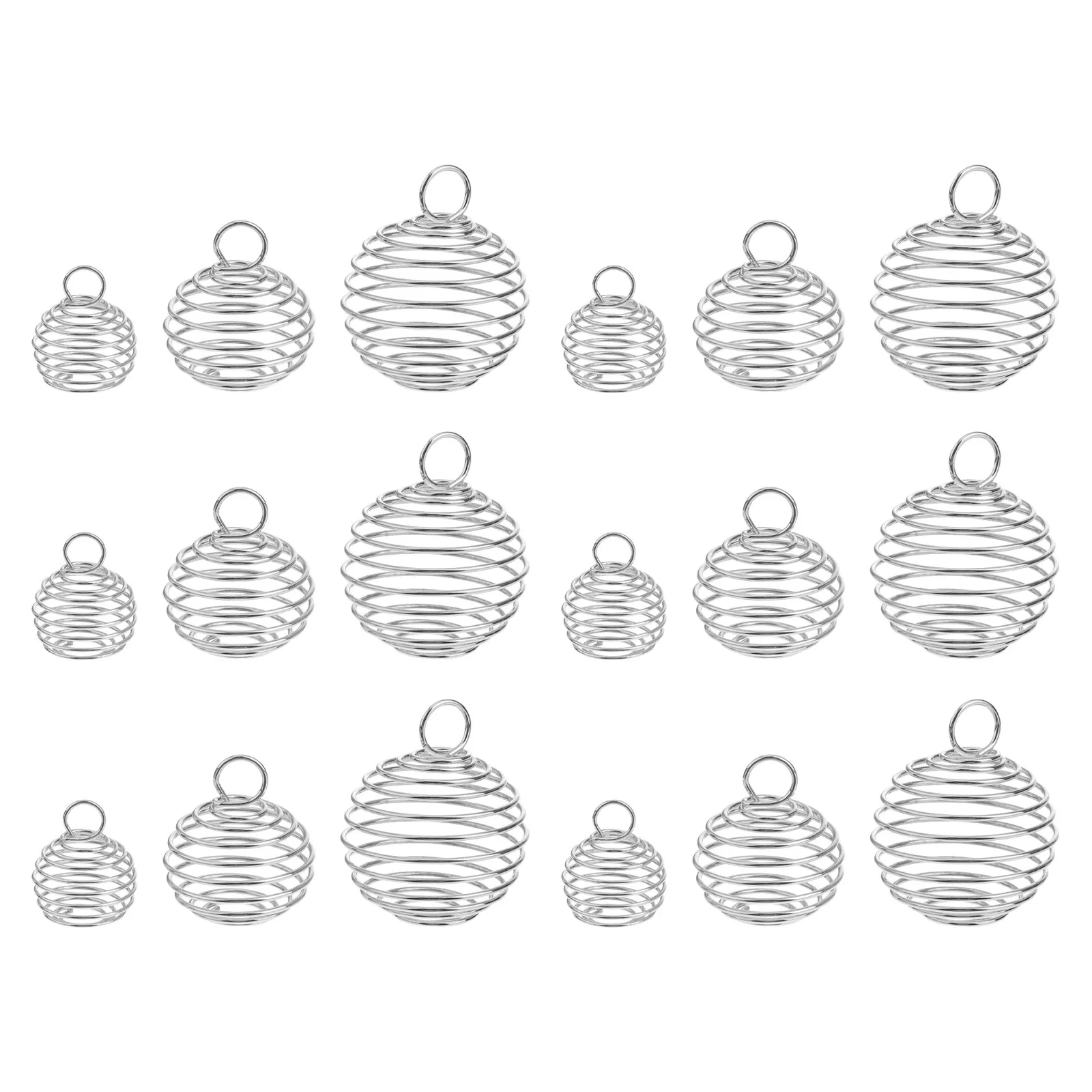 

30 шт. растягивающихся спиральных подвесок-клеточек для бусин, посеребренные, из сплава, для изготовления ювелирных изделий своими руками, ароматерапии, поделок, кристаллов