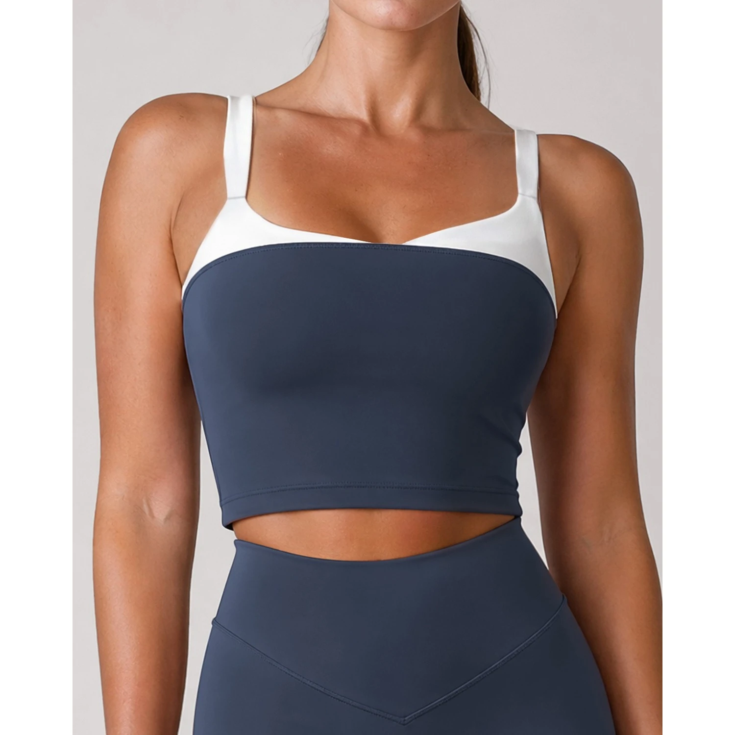 Greenora Yoga Sports Bra Women's Crop Top Contrast Color U-Back Gym Fitness Tank Breathable Workout Bra with Removable Pads Y2K