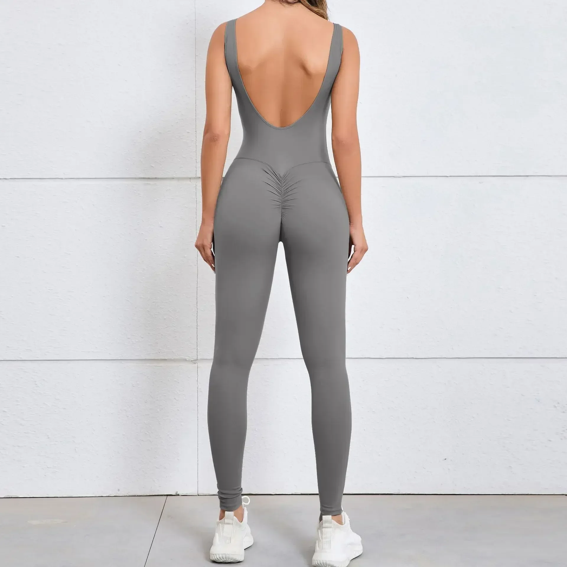 

Sexy Gym Jumpsuit Women Padding Sports Overalls for Women Tracksuit 2024 Push Up Monos Para Mujer Gray Black Red Coffee Navy New