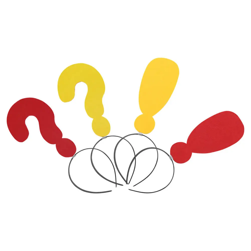 

4Pcs Funny Mark Headband Question Exclamation Shape Hair Hoop Lightweight Comfortable Party Hairband for Women Girls Photo Booth