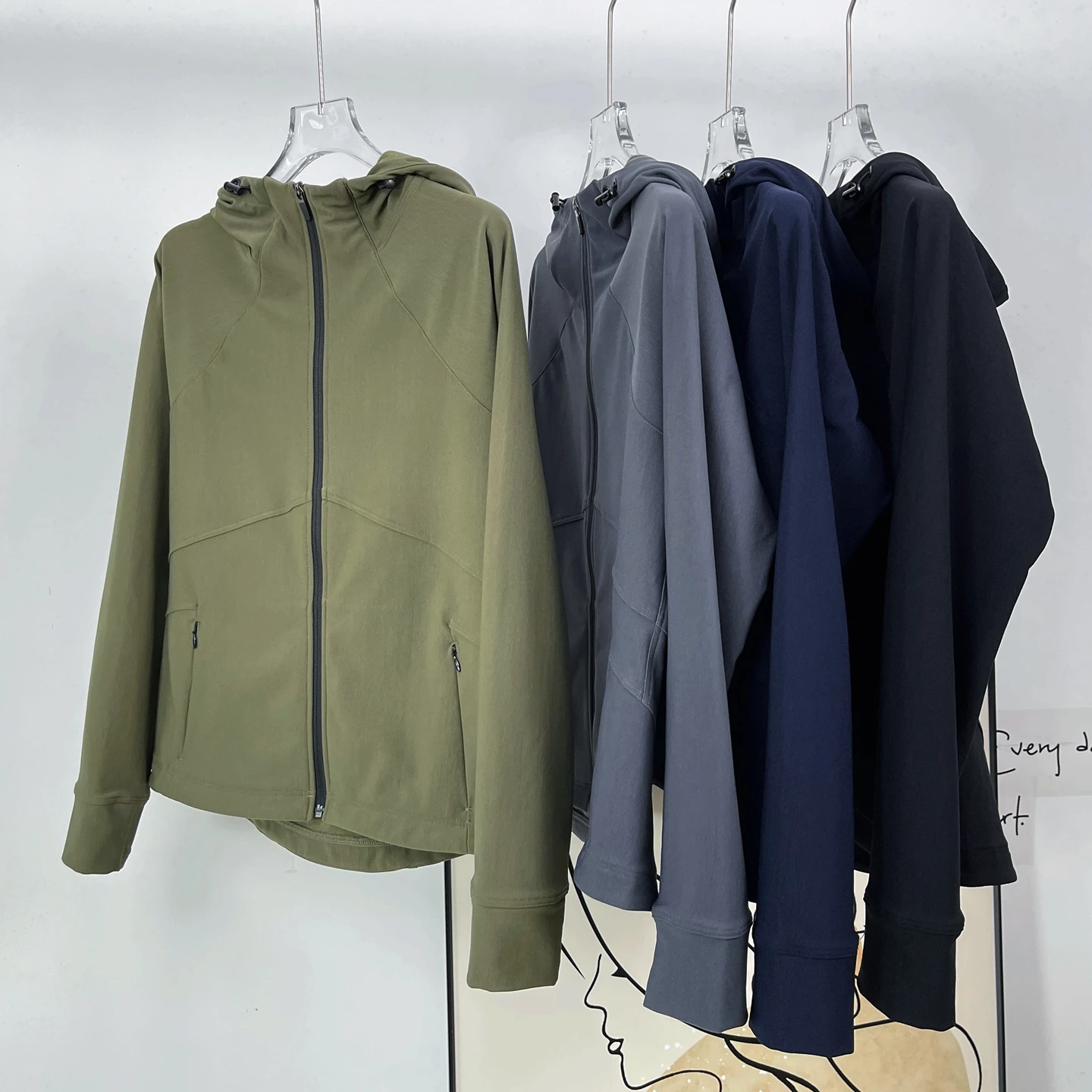 

Slim Fit Yoga Sports Jaet Women's Running Fitn Exercise Outerwear Hooded Zipper Closure Long Sve Thermal Inner Layer