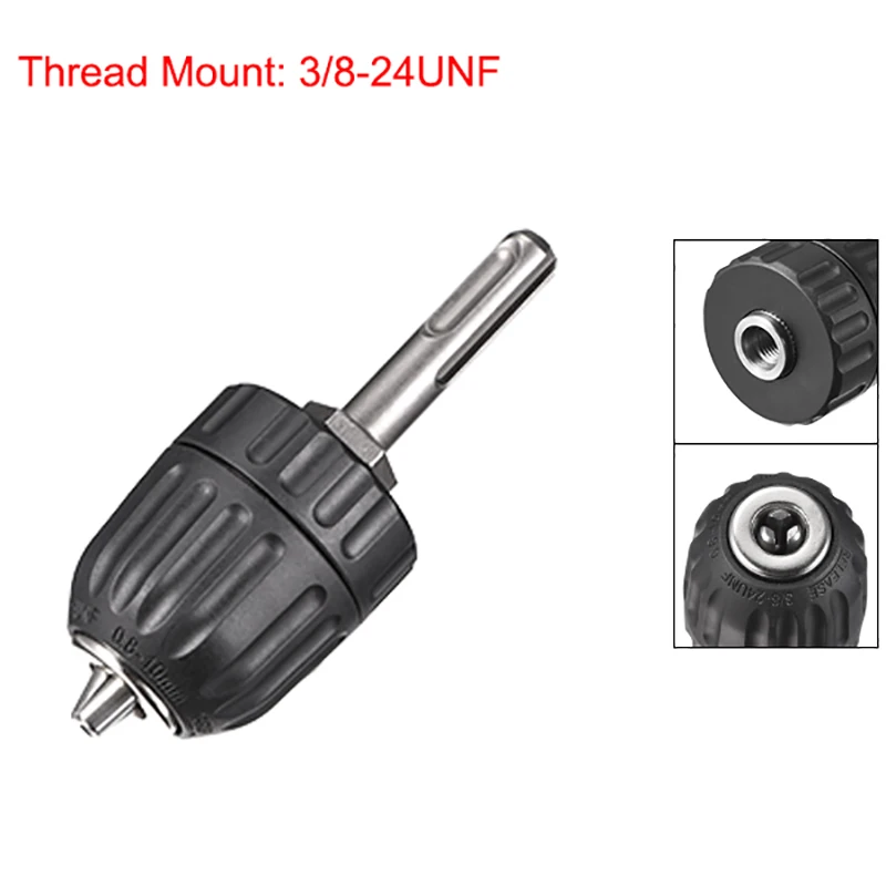 

3 Jaw Drill Chuck 3/8inch 24UNF Keyless Chuck with SDS Plus Round Shank Adapter Tools for Impact Wrench Conversion Tool