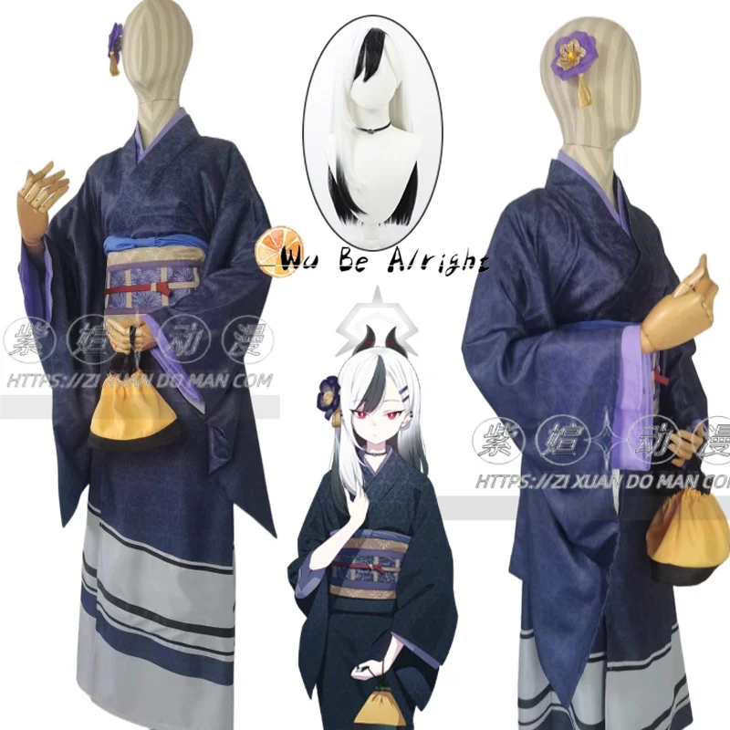 

Синий архив Onikata Kayoko, карнавальный костюм, новогоднее кимоно, униформа G requirena Onikata Kayoko для Хэллоуина, вечеринки для взрослых женщин