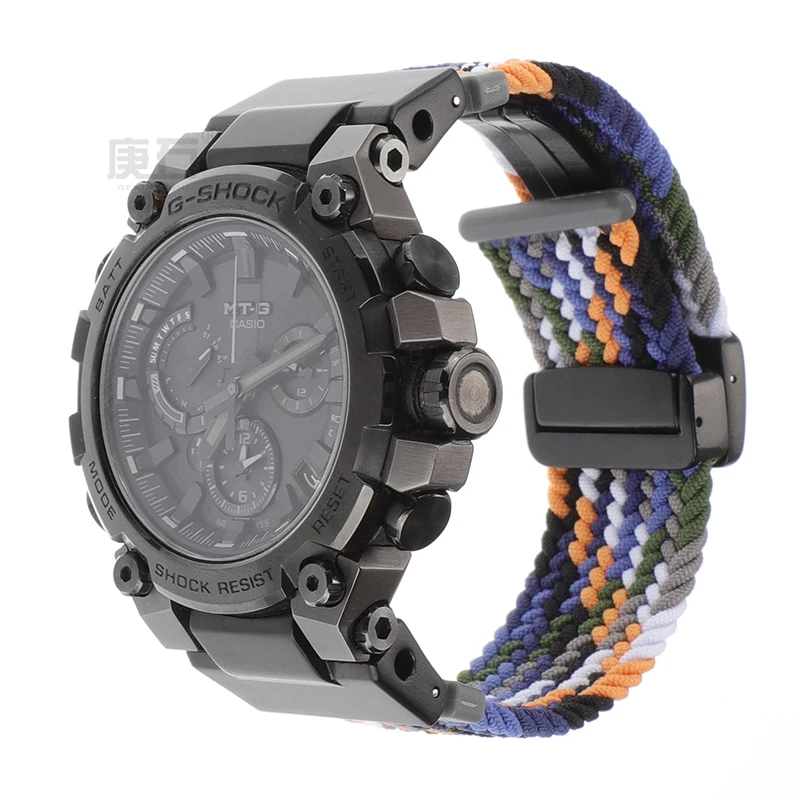 Braided Solo Nylon Magnetic Strap watch band  For For Casio MTG- B3000 MTG B3000